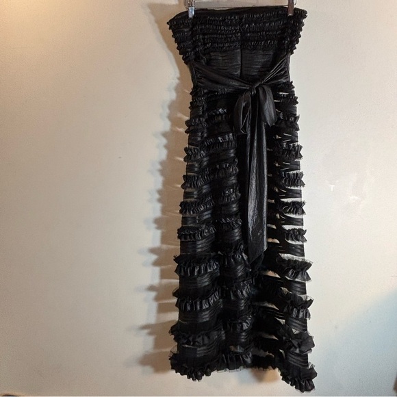 BCBG MAX AZRIA Sz S (estimated) Strapless Ruffles All Over Sheer Maxi Dress - Picture 6 of 9